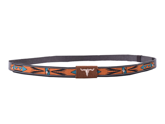 601 - Southwestern Woven Hatband with Embroidered Longhorn Patch 1 Doz.
