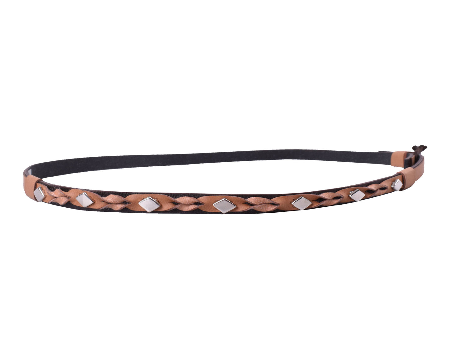 603 - Braided Leather Hatband with Silver Diamond Studs 1 Doz.