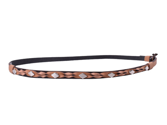 603 - Braided Leather Hatband with Silver Diamond Studs 1 Doz.