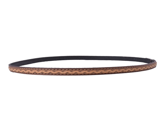 607 - Tooled Tan Leather Hatband with Decorative Stitching 1 Doz.